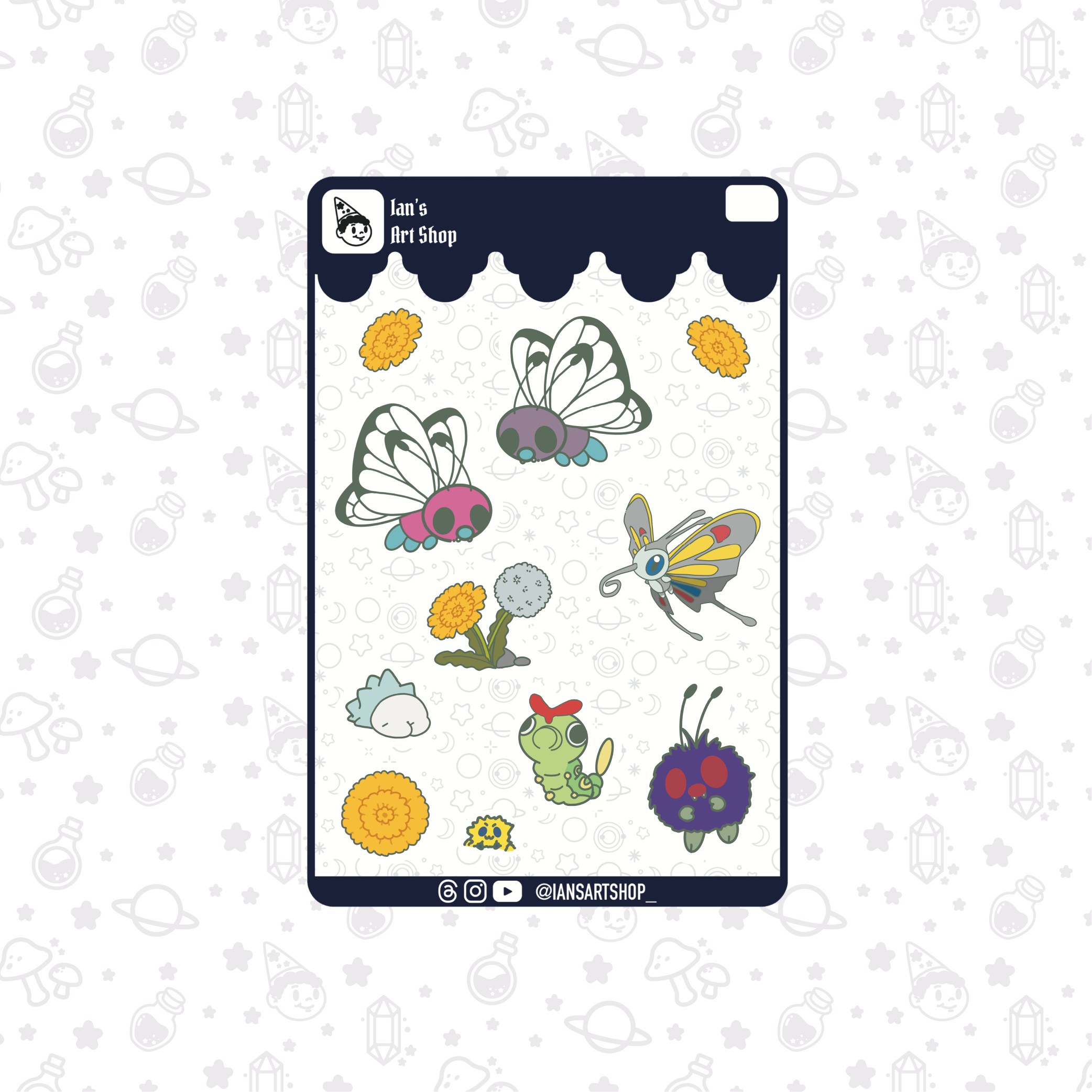 Bug PKMN Sticker Sheet