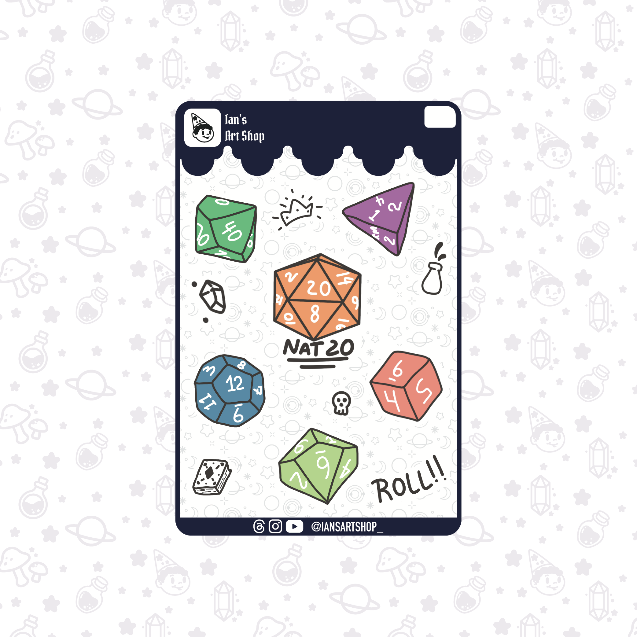 D&D Dice Sticker Sheet