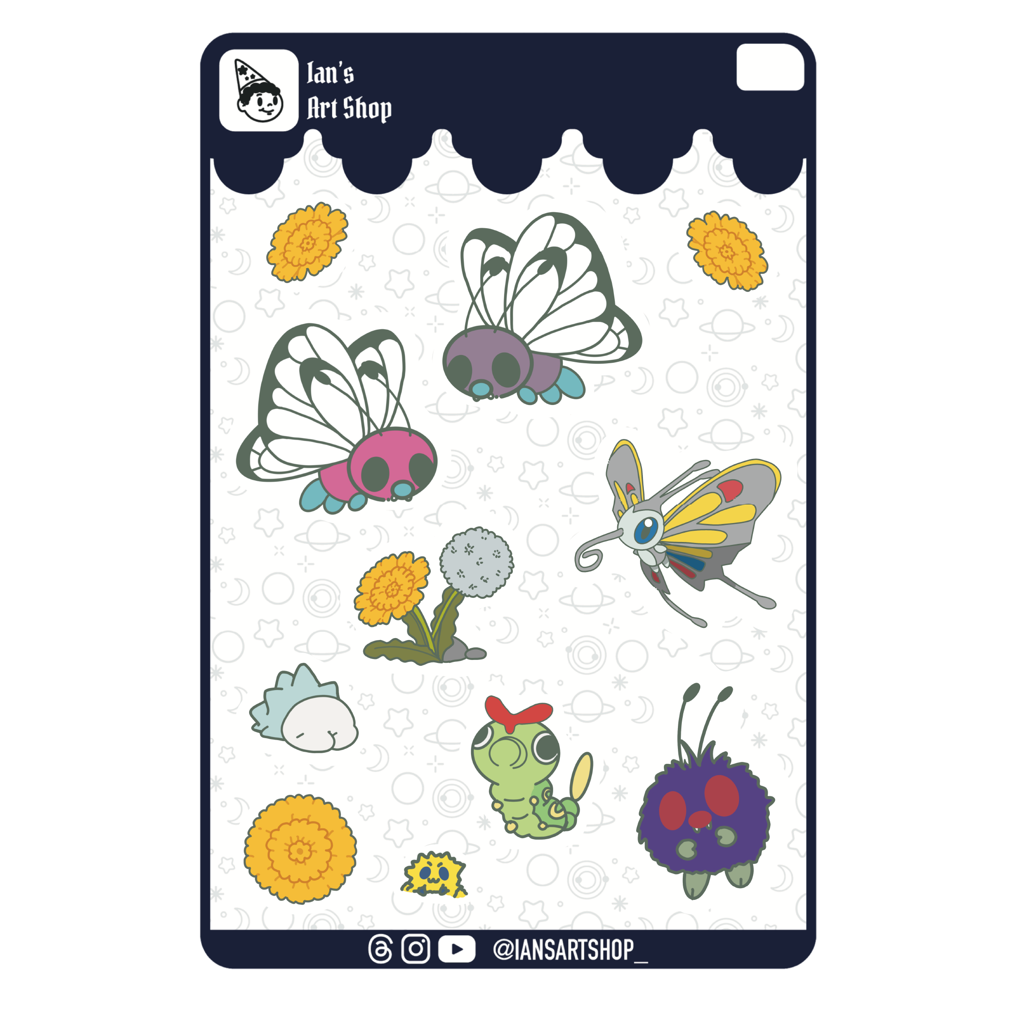 Bug PKMN Sticker Sheet